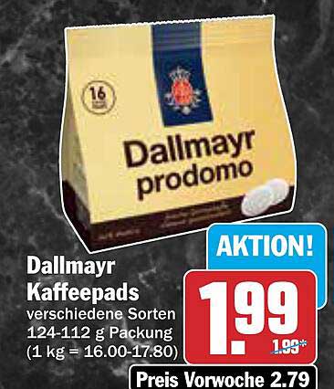 Dallmayr Kaffee Pads verschiedene Sorten 124-112 g Packung