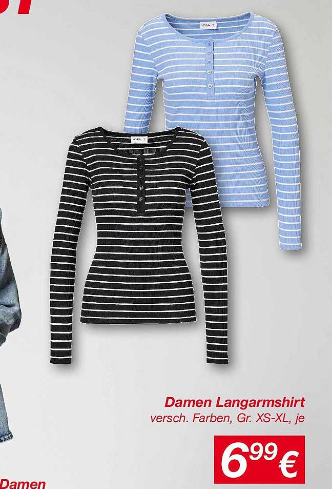 Damen Langarmshirt – verschiedene Farben, Gr. XS-XL, je