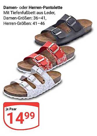 Damen- oder Herren-Pantolette mit Tiefenfußbett aus Leder