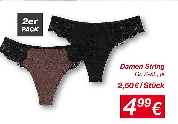 Damen String 2er Pack Gr. S-XL