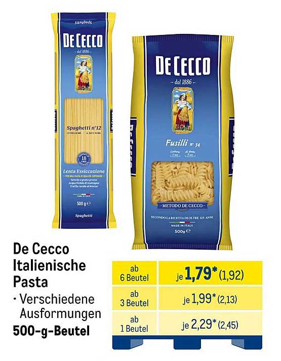 De Cecco Italienische Pasta 500-g-Beutel