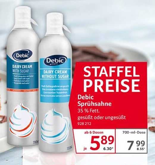 Debic Sprühsahne 700 ml – gesüßt oder ungesüßt