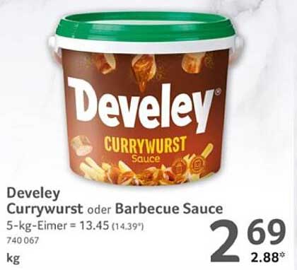 Develey Currywurst oder Barbecue Sauce 5-kg-Eimer
