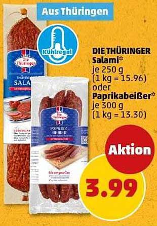 DIE THÜRINGER Salami - 250 g oder Paprikawurst - 300 g
