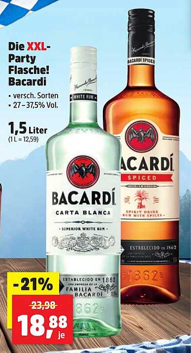 Die XXL-Party Flasche! Bacardi