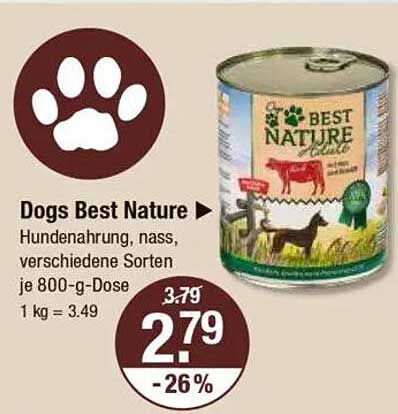 Dogs Best Nature Hundenahrung, nass, verschiedene Sorten je 800-g-Dose