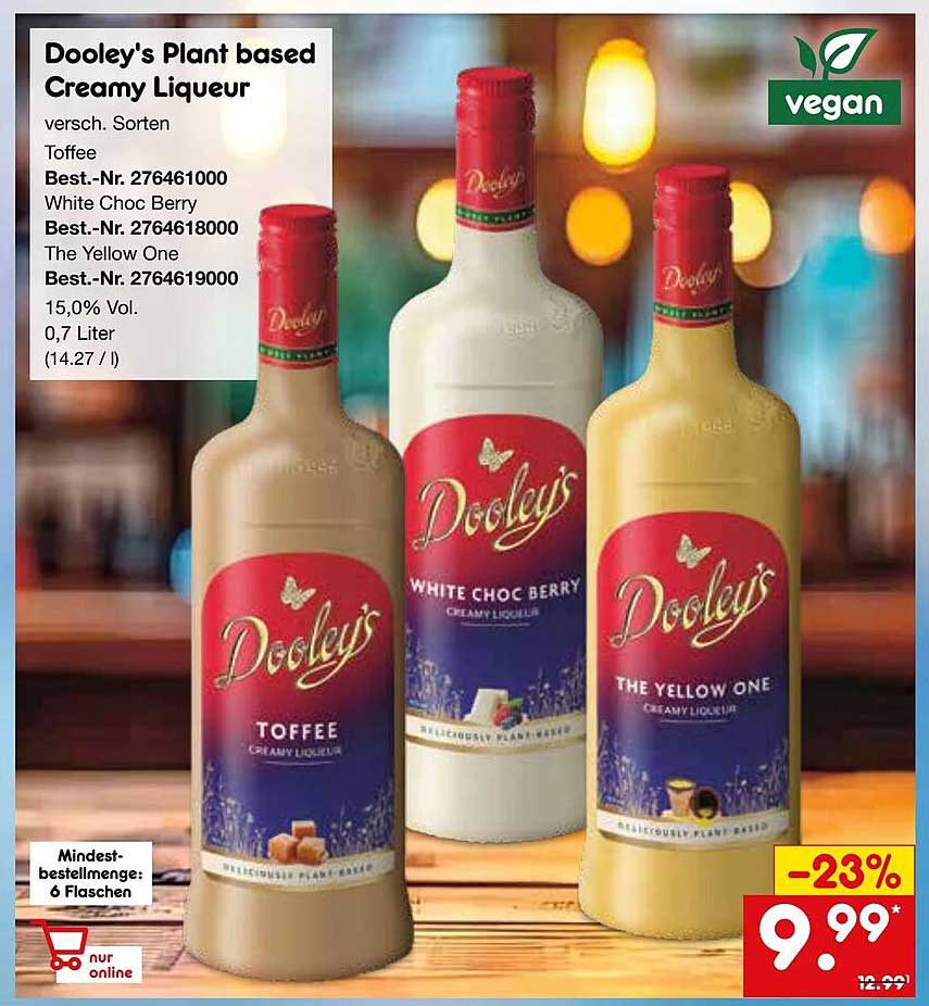 Dooley's Plant based Creamy Liqueur - verschiedene Sorten