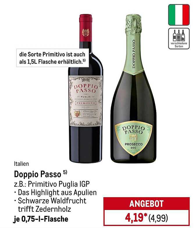 Doppio Passo 0,75-l-Flasche - Primitivo Puglia IGP