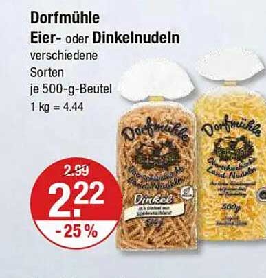 Dorfermühle Eier- oder Dinkelnudeln verschiedene Sorten je 500-g-Beutel