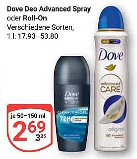 Dove Deo Advanced Spray oder Roll-On - Verschiedene Sorten