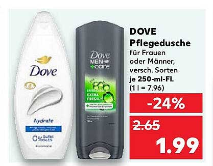 DOVE Pflegedusche für Frauen oder Männer, versch. Sorten je 250-ml-Fl.