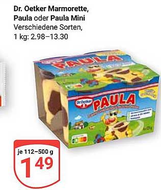 Dr. Oetker Marmorette, Paula oder Paula Mini 112-500 g