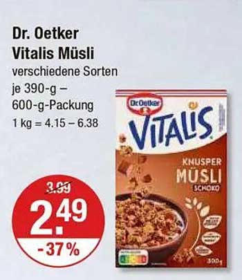 Dr. Oetker Vitalis Müsli, verschiedene Sorten, je 390-g – 600-g-Packung