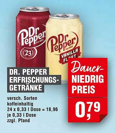 DR. PEPPER ERFRISCHUNGS-GETRÄNKE - verschiedene Sorten