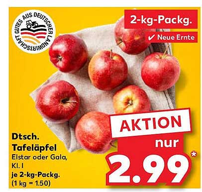 Dt. Tafeläpfel - Elstar oder Gala, Kl. I im 2-kg-Pack