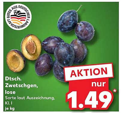 Dtsch. Zwetschgen, lose – Aktion nur 1,49* je kg