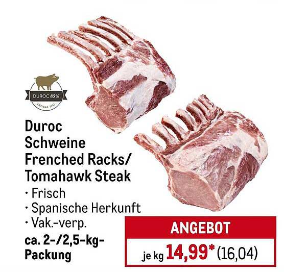 Duroc Schweine Frenched Racks / Tomahawk Steak