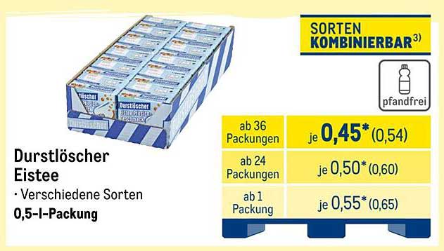 Durstlöscher Eistee – Verschiedene Sorten, 0,5-l-Packung