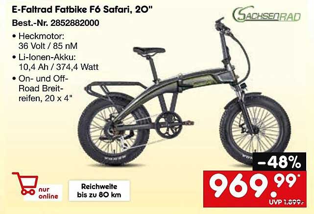 E-Faltrad Fatbike F6 Safari, 20"