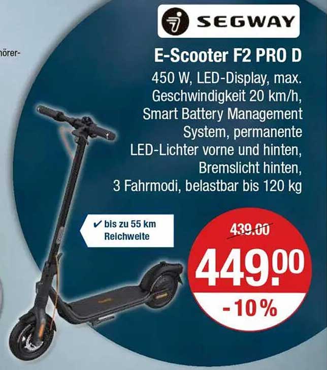 E-Scooter F2 PRO D von Segway - Jetzt im Angebot!