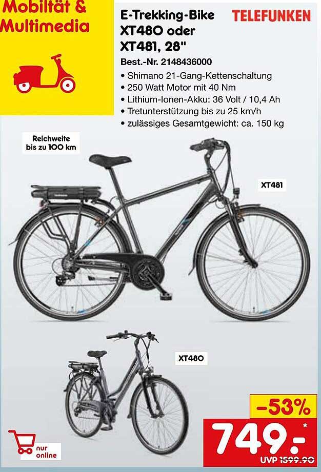 E-Trekking-Bike XT480 oder XT481, 28"