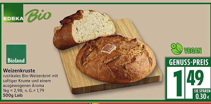 EDEKA Bio Weizenkruste - rustikales Bio-Weizenbrot