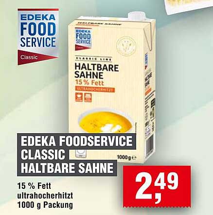 EDEKA FOODSERVICE CLASSIC HALTBARE SAHNE 15 % Fett
