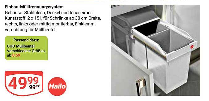 Einbau-Mülltrennungsystem von Hailo