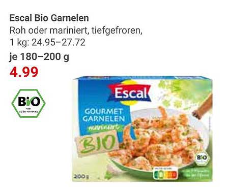 Escal Bio Garnelen - Roh oder mariniert, tiefgefroren