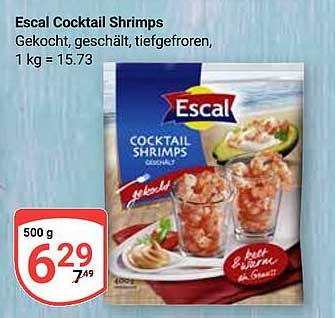 Escal Cocktail Shrimps 500 g (Gekocht, geschält, tiefgefroren)