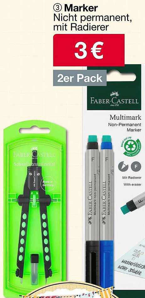 Faber-Castell Marker - 2er Pack mit Radierer