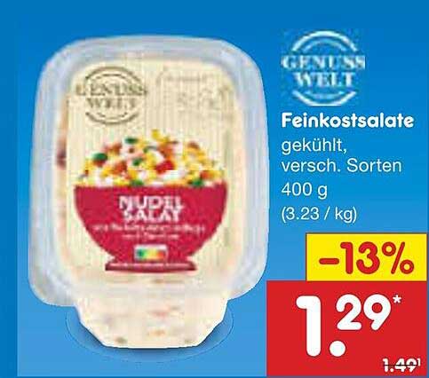 Feinkostsalate gekühlt, versch. Sorten 400g