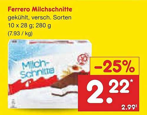 Ferrero Milchschniitte gekühlt, versch. Sorten 10 x 28 g; 280 g