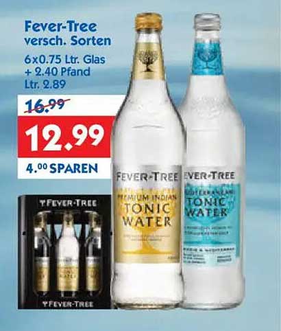 Fever-Tree Tonic Water 6x0.75 Ltr. Glas