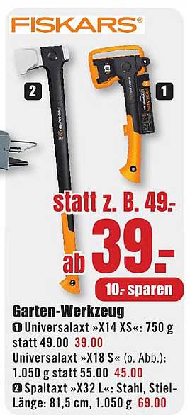Fiskars Garten-Werkzeug: Universalaxte »X14 XS« und »X18«