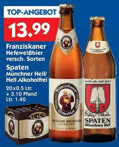 Franziskaner Hefeweißbier und Spaten Münchner Hell – Top Angebot!