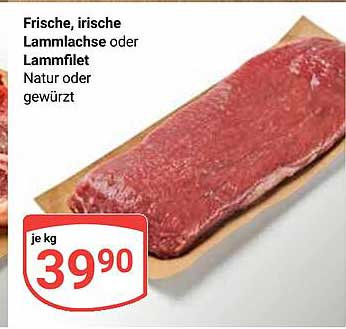 Frische, irische Lammlachse oder Lammfilet, Natur oder gewürzt
