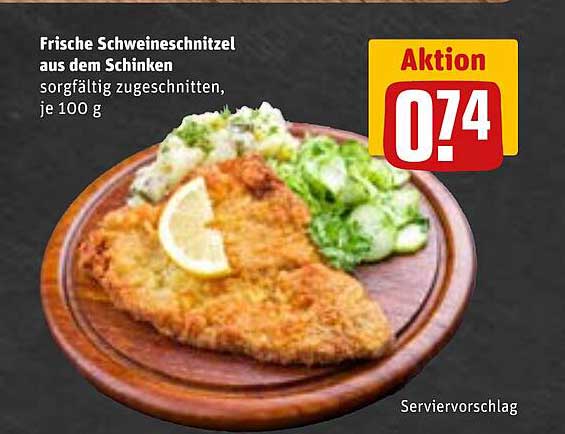 Frische Schweineschnitzel aus dem Schinken, je 100 g