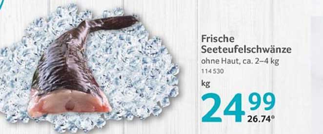 Frische Seeteufelschwänze ohne Haut, ca. 2–4 kg