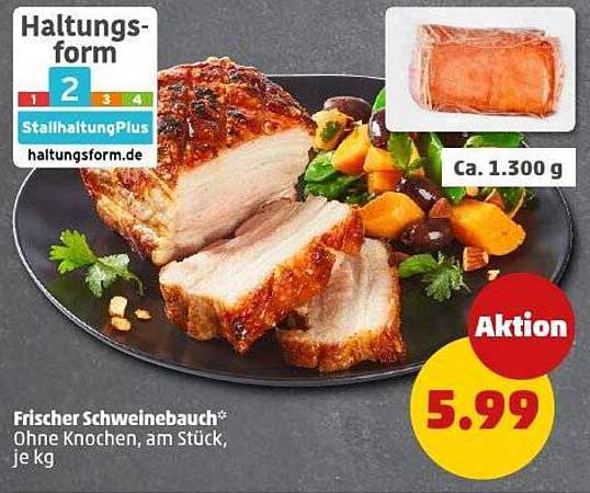 Frischer Schweinebauch ohne Knochen, am Stück, je kg