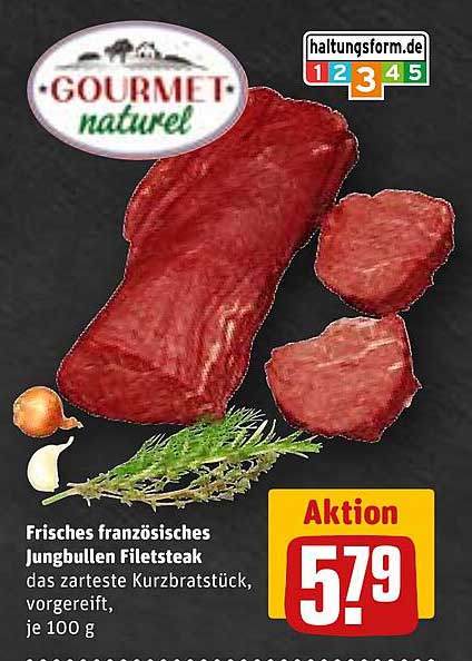 Frisches französisches Jungbullen Filetsteak, das zarteste Kurzbratstück, vorge reift, je 100 g