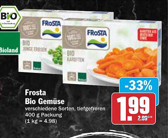 Frosta Bio Gemüse verschiedene Sorten, tiefgefroren 400 g