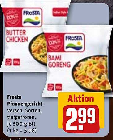 Frosta Pfannengericht - Butter Chicken und Bami Goreng