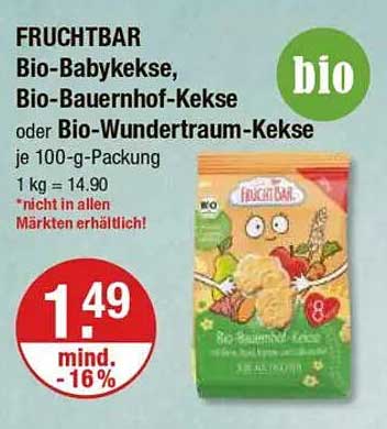 FRUCHTBAR Bio-Babykekse, Bio-Bauernhof-Kekse oder Bio-Wundertraum-Kekse je 100-g-Packung