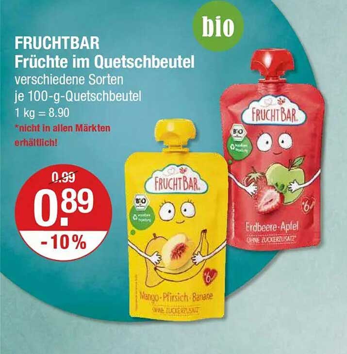 FRUCHTBAR Früchte im Quetschbeutel verschiedene Sorten