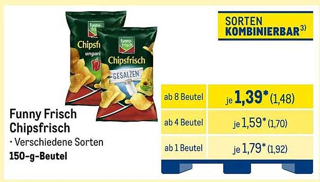 Funny Frisch Chipsfrisch – Verschiedene Sorten 150-g-Beutel