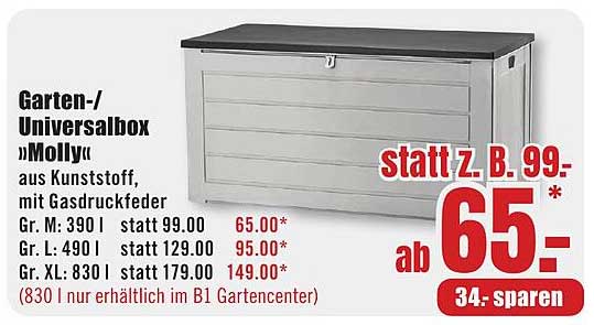 Garten-/Universalbox »Molly« aus Kunststoff, mit Gasdruckfeder