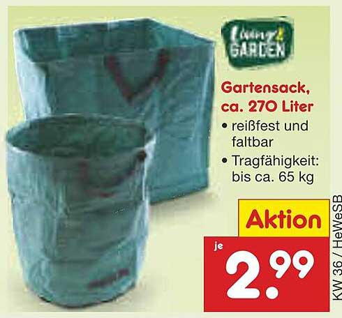Gartensack, ca. 270 Liter, reißfest und faltbar
