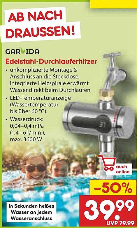 GARVIDA Edelstahl-Durchlauferhitzer - Jetzt im Netto Marken-Discount!
