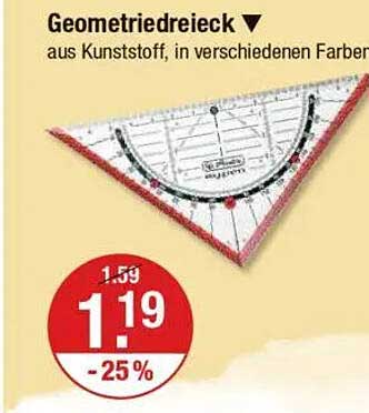Geometriiedreieck aus Kunststoff in verschiedenen Farben